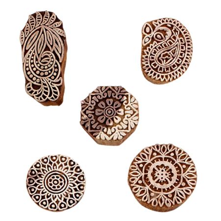 Set of 5 Piece New Mix Wooden Printing Blocks